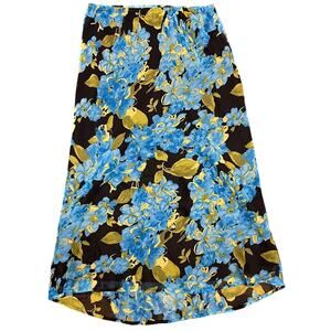 🌸 Giorgio Fiorini Collection Black Floral Midi Skirt L Boho Cottagecore